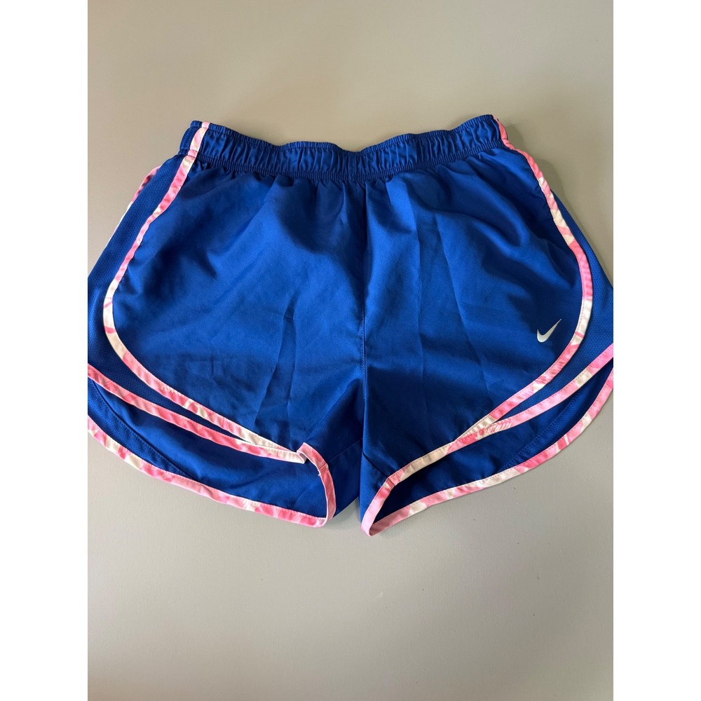 Nike Dri-FIT Tempo Running Shorts Blue Pink Trim Womens Medium Activewear